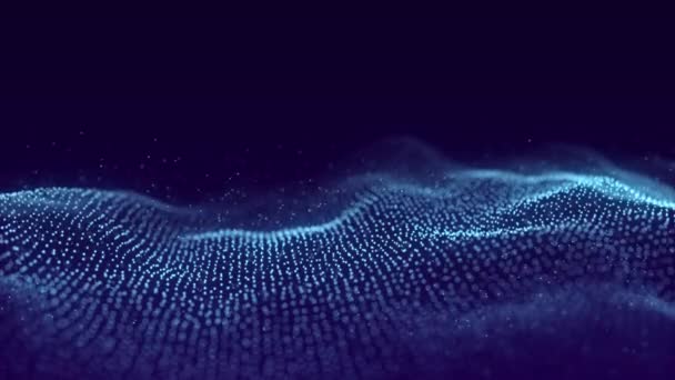 Абстрактная Волна Движущимися Точками Поток Частиц Технологическая Иллюстрация Рендеринг — стоковое видео