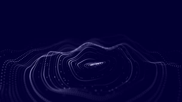 Абстрактна Хвиля Рухомими Точками Потік Частинок Кібертехнологічна Ілюстрація Рендеринг — стокове відео