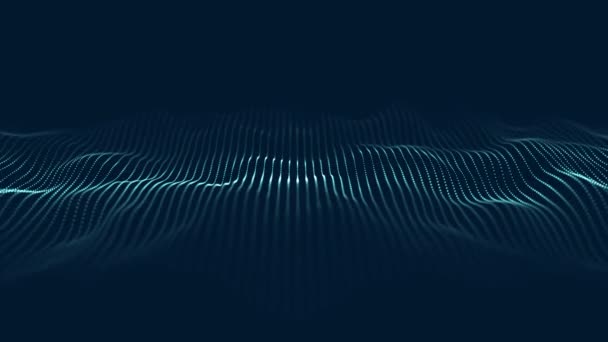 Abstrakte Welle Mit Beweglichen Punkten Strömung Von Teilchen Technische Illustration — Stockvideo