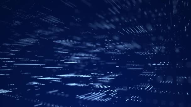 Fond numérique avec des particules lumineuses mobiles. Illustration futuriste de haute technologie. Concept de transfert de données dans le cyberespace. Visualisation Big Data. Rendu 3d.