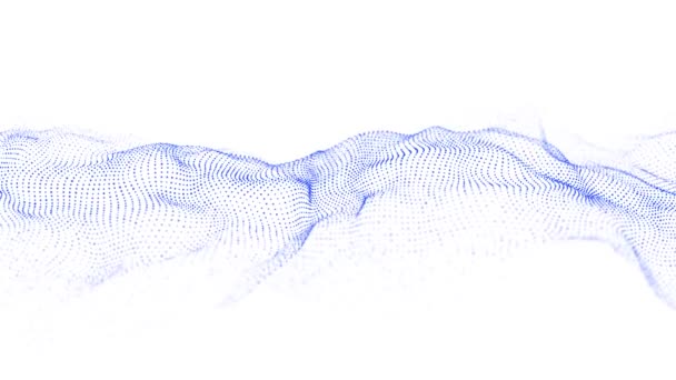 ビッグデータストリーム 移動点を持つ抽象的な青い波 粒子の流れ サイバー技術のイラスト 3Dレンダリング — ストック動画