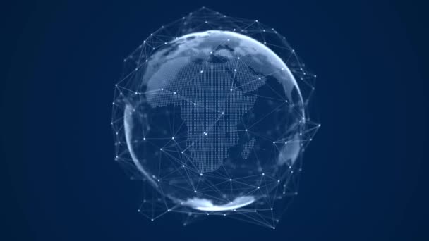 グローバルネットワーク接続 未来世界地図だ 惑星地球の概念 3Dレンダリング — ストック動画