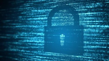 Matrix 'li mavi siber güvenlik geçmişi. Teknoloji akışı ikili kodu. Büyük veri görselleştirmesi. Programlama, kodlama, hackleme ve şifreleme. Fütürist yüksek teknoloji çizimi. 3d oluşturma.