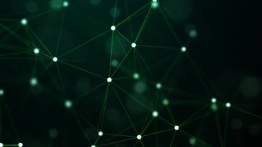 Ağ bağlantısı yapısı. Hareketli noktalar ve çizgilerle soyut bir arkaplan. Fütürist illüstrasyon. Dijital teknoloji tasarımı. 3d oluşturma.