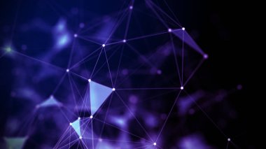 Ağ bağlantısı yapısı. Hareketli noktalar ve çizgilerle soyut bir arkaplan. Fütürist illüstrasyon. Dijital teknoloji tasarımı. 3d oluşturma.