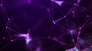 Ağ bağlantısı yapısı. Hareketli noktalar ve çizgilerle soyut bir arkaplan. Fütürist illüstrasyon. Dijital teknoloji tasarımı. 3d oluşturma.