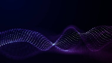 Dijital hareket dalgası. Veri patlaması ile ilgili geleceksel çizimler. Parlayan parçacıklarla soyut arkaplan. 3d oluşturma.