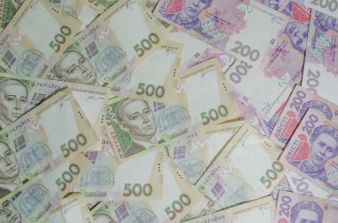 Ukrayna para birimi beyaz bir tablo üzerinde banknot çok 