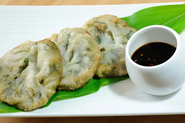 Chinese leek steamed dessert on plat — Stock Photo, Image