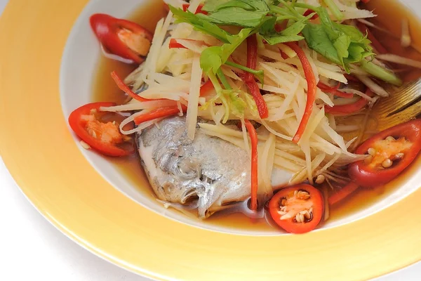 Steamed fish with soy sauce — Stock Photo, Image