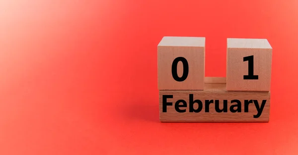 Fa blokk naptár dátum 01 piros ünnep háttér másolás helyet és helyet a szöveg — Stock Fotó