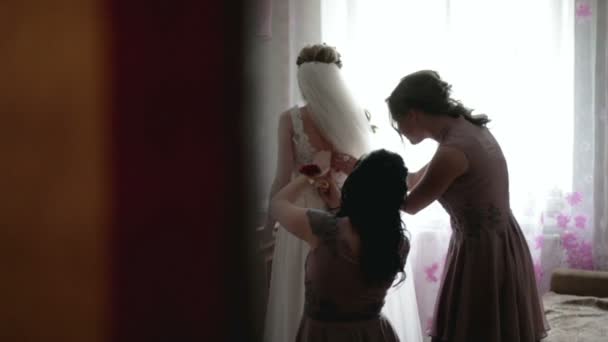 Bridesmaids Helping Bride — Stock Video