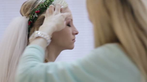 Весілля Весільний макіяж — стокове відео