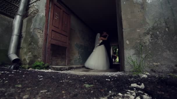 Νύφη και γαμπρός την ημέρα του γάμου — Αρχείο Βίντεο