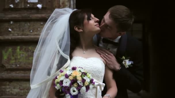 Groom embrasse mariée — Video