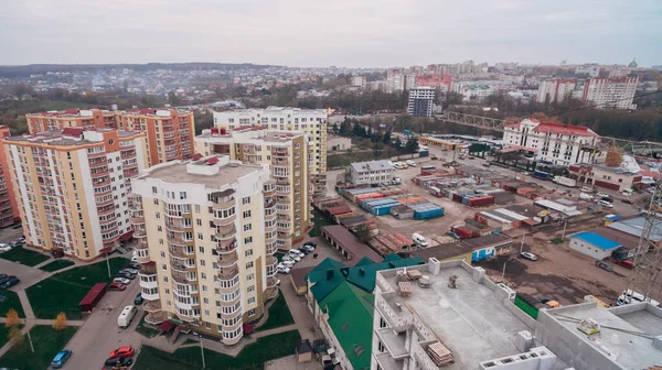 Vue Aérienne Par Drone Nouveau Microquartier Dans Ville — Photo