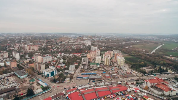 Vue Aérienne Par Drone Nouveau Microquartier Dans Ville — Photo