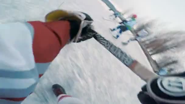 Hockey game on the hockey field . Winter sport. body parts — Stock Video