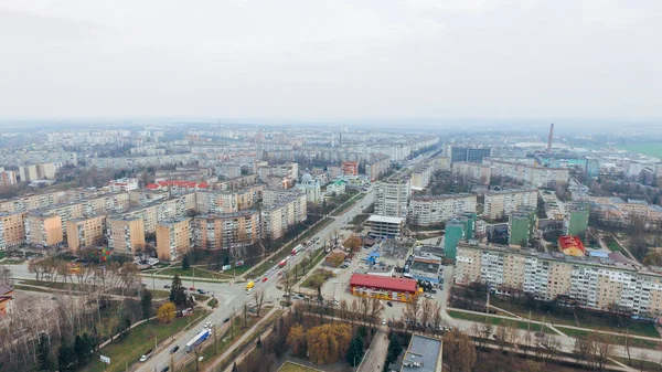 Повітряний вид на місто Тернопіль ранньою весною. Україна — стокове фото