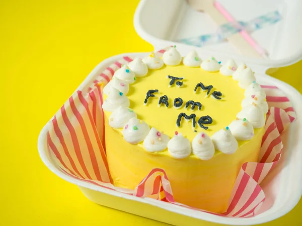 Gâteau Coréen Gâteau Avec Une Inscription Part Place Pour Votre — Photo