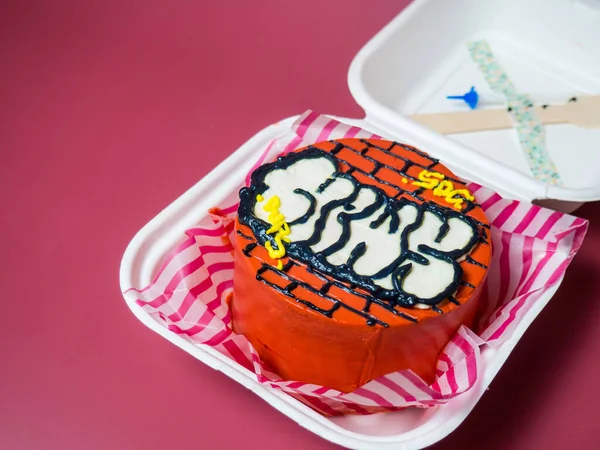 Korean cake lunch box, graffiti cake. place for your text