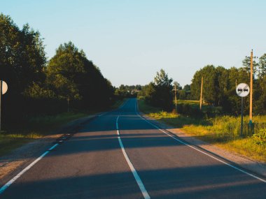 Bir yaz akşamı ormana bakan köy yolu.