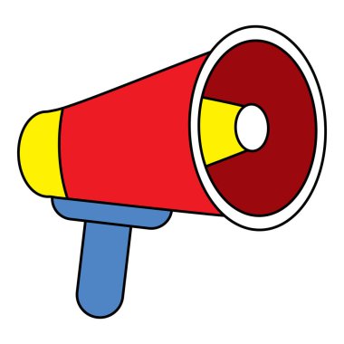 Kırmızı Sözcü Megafon İllüstrasyonu. Vektör illüstrasyon çizgi film tarzı