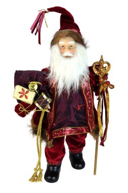 Beyaz arka plana yerleştirilmiş Noel Baba bebeği