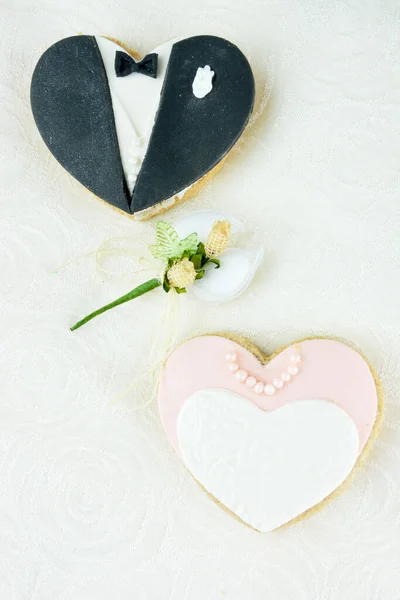 Vestido Forma Corazón Galletas Esmoquin Almendras Azucaradas — Foto de Stock