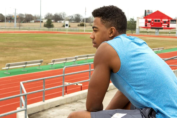 Athletic Student preparing for sporting event. — Stok fotoğraf