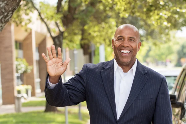 African American businessman saying hi. — Stock Photo, Image