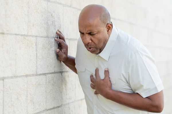 African American Man Holding His Chest — Stock Photo, Image