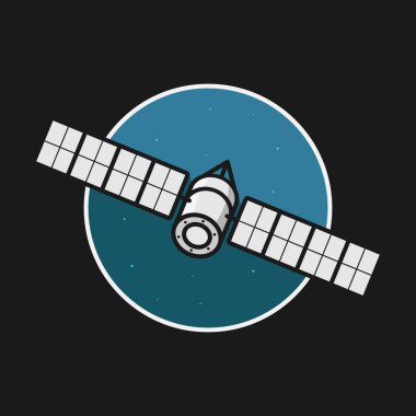 Arka planı düz uydu vektör resimlemesi