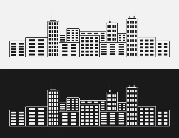 Cidade Skyline Vetor Linha Ilustração — Vetor de Stock