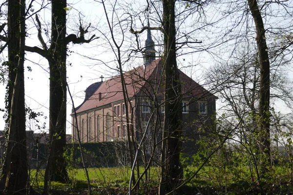 Πίσω Από Την Πιο Βόρεια Μπαρόκ Εκκλησία Της Γερμανίας Zwillbrock — Φωτογραφία Αρχείου