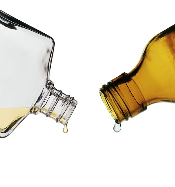 Brown and clear glass lab bottles — Stock Photo, Image