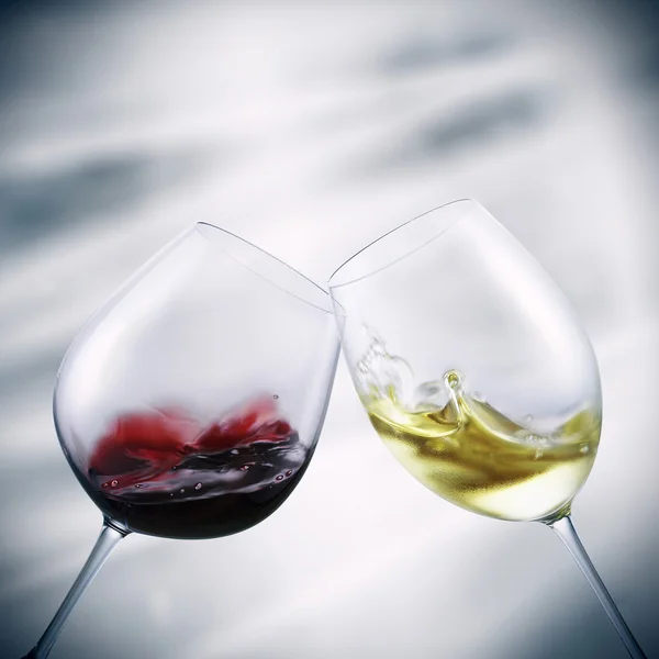 glasses of red and white wine