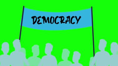 Demokrasi Bayrağını Tutan Kalabalığı Protesto Et