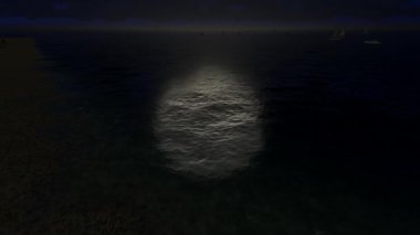 Su yüzeyinden Ay Işığı Yansıması