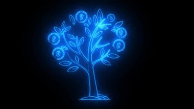 Mavi Neon Doları Ağaç Canlandırması