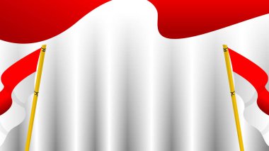 Altın Polonyalı ve Akan Kurdeleli Kırmızı ve Beyaz Bayrak Tasarımı