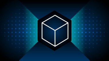 Gradyan ve Noktalı Şekillere sahip Küpün Geleceksel Arkaplan İllüstrasyonu