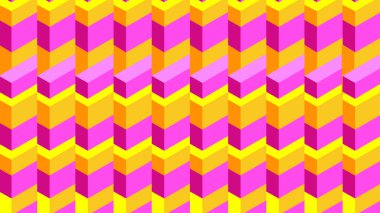 Pembe, Sarı ve Turuncu Zigzag Şekilleri ve Çizgileriyle Arkaplan Geometrik Deseni