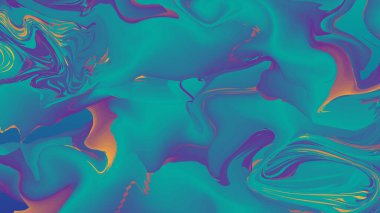 Parlak Mavi ve Sarı Girdap Desenli Soyut Akışkan Sanat