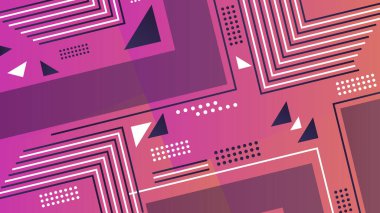 Beyaz ve pembe çizgiler ve noktalarla arkaplan renkli soyut tasarım