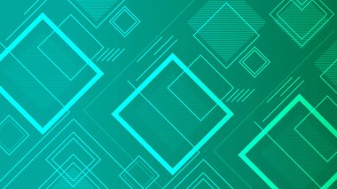 Geometrik Üstüste binen Kare Örnekleriyle Soyut Yeşil Arkaplan