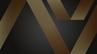Koyu Arkaplanda Altın Çizgileri Olan Soyut Tasarım
