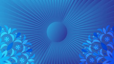 Ortasında büyük bir güneş olan mavi bir arka plan.