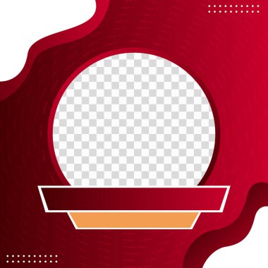 Twibbon soyut kırmızı ve beyaz yuvarlak yuvarlak çerçeve ile daire şeffaf