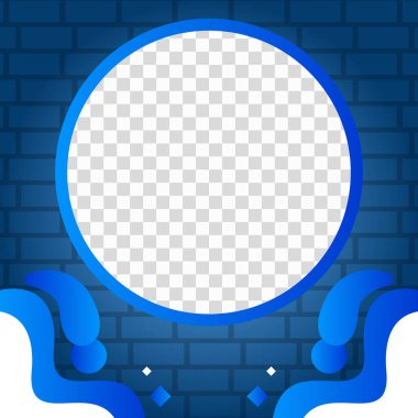 Yuvarlak çerçeve ve beyaz çerçeveli Twibbon mavi arkaplan